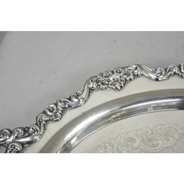 Mid 20th Century Vintage Poole 400 Lancaster Rose Silver Plated Bar Serving Platter Tray on Feet For Sale - Image 5 of 15