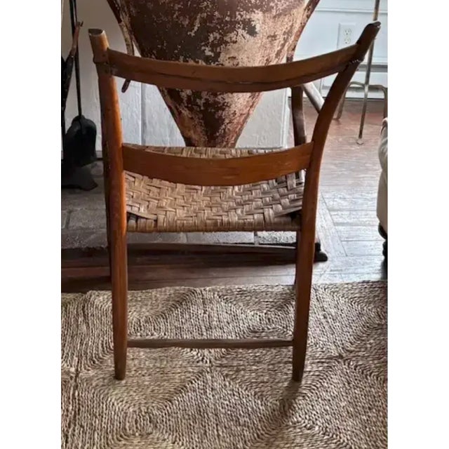 Antique Primitive Bentwood Arm Ladder Back Chair With Original Woven Splint Seat For Sale In New York - Image 6 of 10