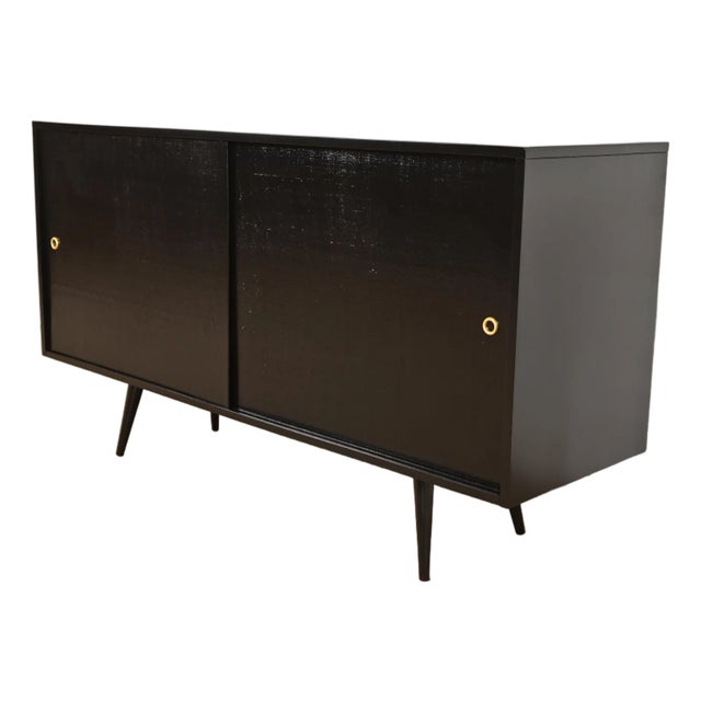 Paul McCobb Planner Group Mid-Century Modern Black Lacquered Sideboard Credenza, Newly Refinished For Sale