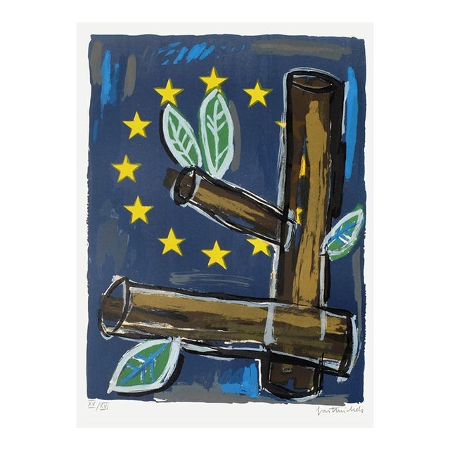 1989 Gast Michels Pax Europa Signed Lithograph For Sale