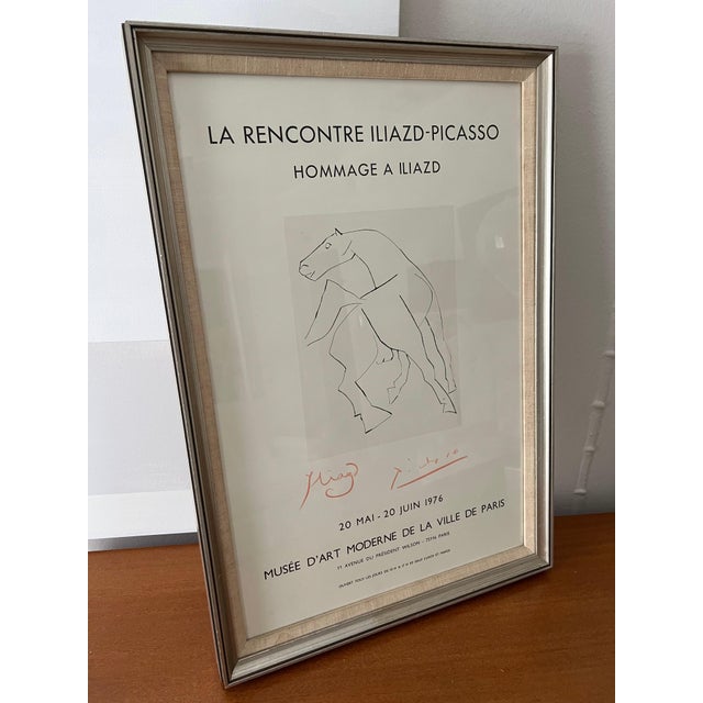 1970s 1970s Framed French Le Recontre Iliazd, Pablo Picasso Poster with Horse For Sale - Image 5 of 10