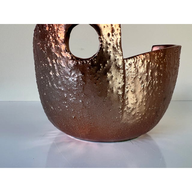 Vintage Copper Finish Sculptural Art Ceramic Bowl For Sale - Image 10 of 10