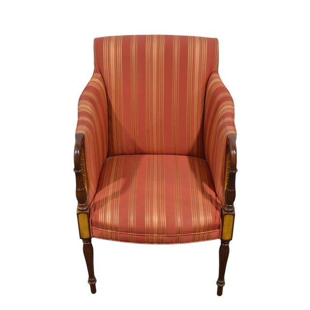 Late 20th Century Pair Southwood Finely Inlaid Sheraton / Federal Armchairs For Sale - Image 5 of 9