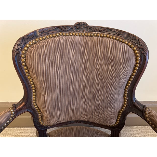 Chestnut Late 19th Century Louis XV Provincial Walnut Fauteuil Bergere Chair For Sale - Image 8 of 10