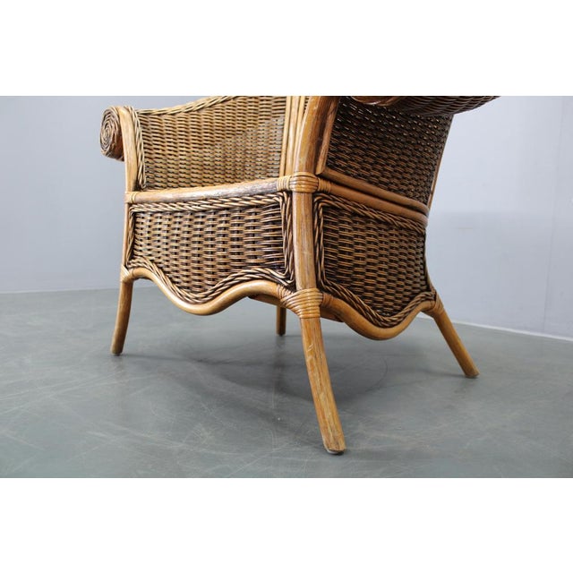 Vintage Organic Rattan Armchair and Round Coffee Table Set, 1990s, Set of 2 For Sale - Image 12 of 18