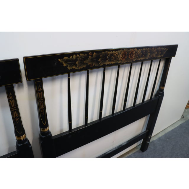 Hitchcock Early American Style Black Stenciled Twin Headboards a Pair Chairish