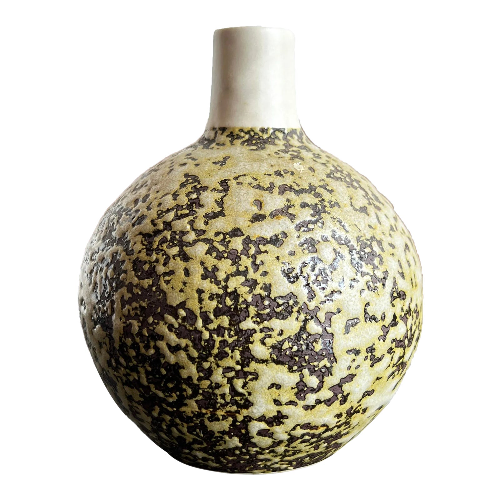 Vintage Japanese Bulbous Ceramic Pottery Bud Vase