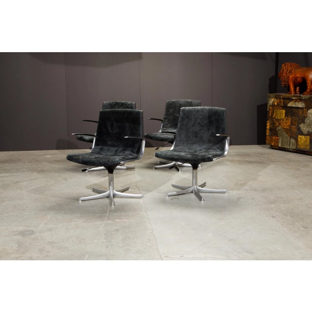 Animal Skin Preben Fabricius and Jorgen Kashtolm Swivel Chairs for Walter Knoll 1970s Signed - Set of 4 For Sale - Image 7 of 12