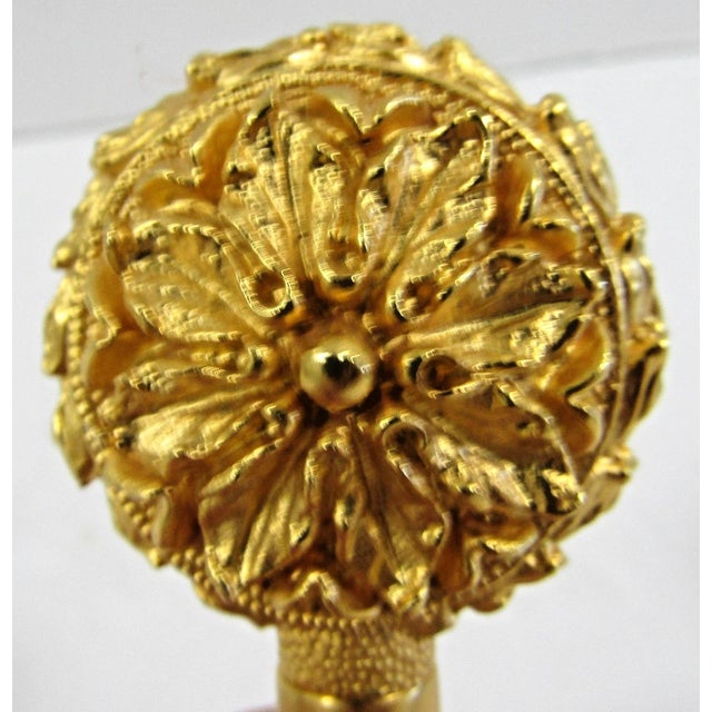 Gold Sherle Wagner Ribbon & Reed 22kt Gold Plated Brass and Crystal Fluted Towel Bar For Sale - Image 8 of 11