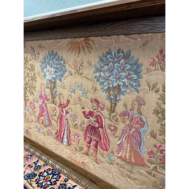 Antique Large French Carved Oak Framed Wall Aubusson Style Tapestry/Textile 8ft For Sale - Image 9 of 18