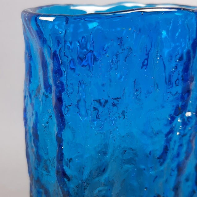 Transparent Blue Bark Design Glass Vase from Kosta, Sweden, 1970 For Sale - Image 11 of 17