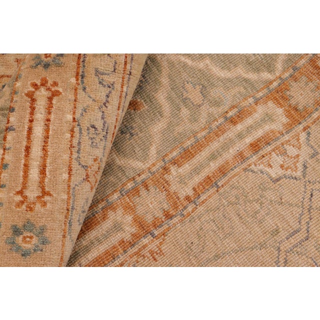 Tan Classic Ziegler Tan Green Hand-Knotted Wool Rug - 8'10'' X 10'1'' For Sale - Image 8 of 8