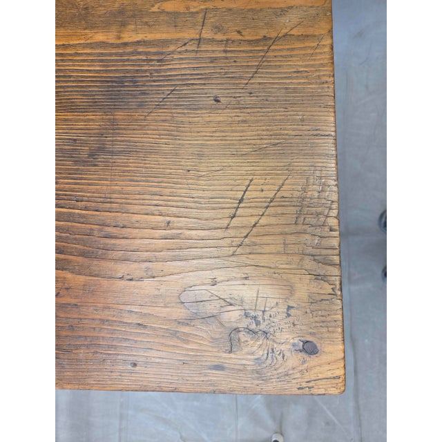 Wood Antique European Rustic Painted Pine Baker's Table, Romania, 1761 For Sale - Image 7 of 18