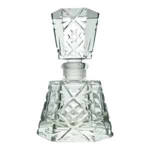 Mid 20th Century Hand Cut Glass Perfume Hexagon Shape Bottle With Original Stopper