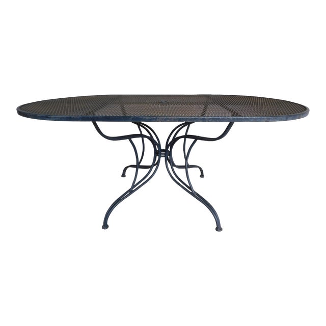 Vintage Woodard Style Wrought Iron Outdoor Dining Table 42" X 72" For Sale