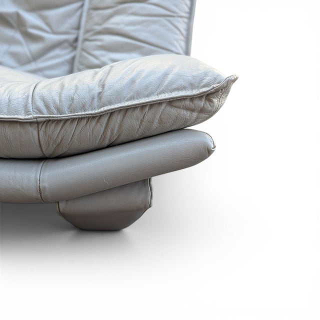 Vintage Nicoletti Italia Postmodern Gray Leather Loveseat, Italy, 1980s For Sale - Image 9 of 18