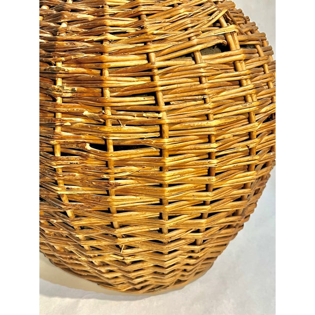 Antique Large Size French Provincial Wicker and Glass Demijohn For Sale - Image 13 of 14