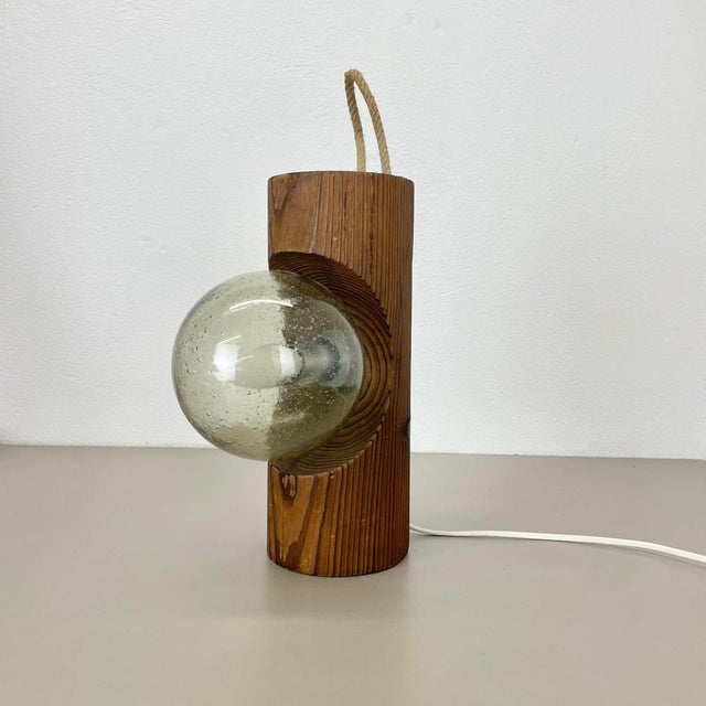 Article: wooden organic table light producer: temde lights, germany origin: germany age: 1970s original vintage 1970s pine...