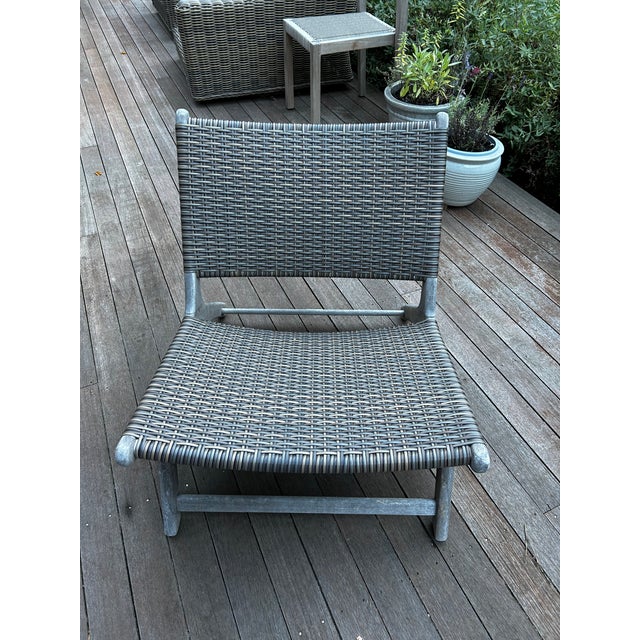 Co9 Design Arden Adirondack Chair, Natural Teak With Grey Wicker For Sale - Image 11 of 12