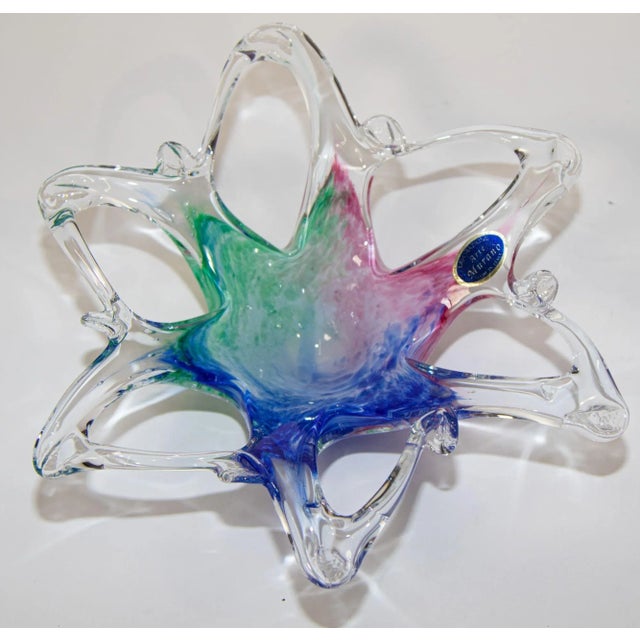 Vintage Murano Star Flower Shape Art Glass Dish Italy For Sale - Image 13 of 13