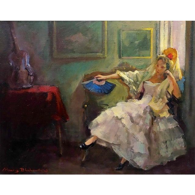 Figurative Marcos Blahove -Portrait of a Seated Spanish Maja - Oil Painting For Sale - Image 3 of 11