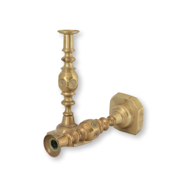 19th Century Victorian 'Good Luck' Brass Candlesticks For Sale - Image 5 of 7