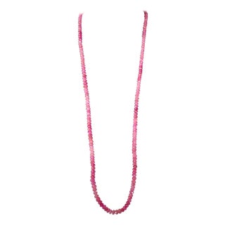 Natural 140 Carat Natural Ruby Bead Single Strand Necklace with Silver Clasp For Sale
