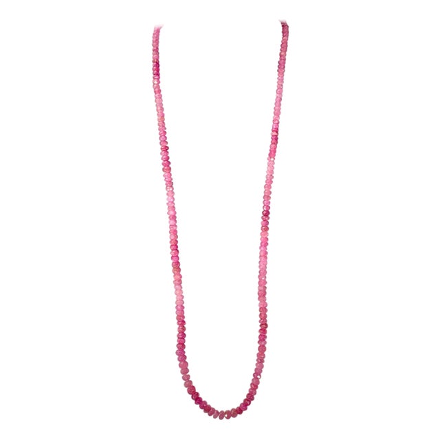 Natural 140 Carat Natural Ruby Bead Single Strand Necklace with Silver Clasp For Sale