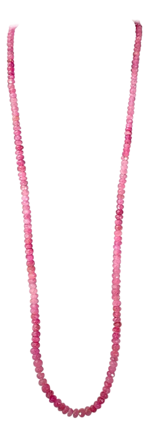 Natural 140 Carat Natural Ruby Bead Single Strand Necklace with Silver Clasp