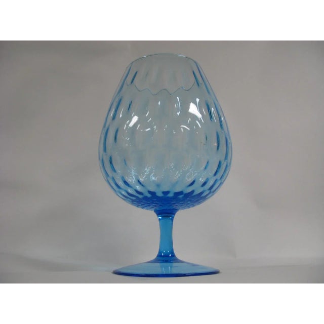 1960s Empoli Aqua Blue Optic Glass Snifter Vase For Sale - Image 13 of 13