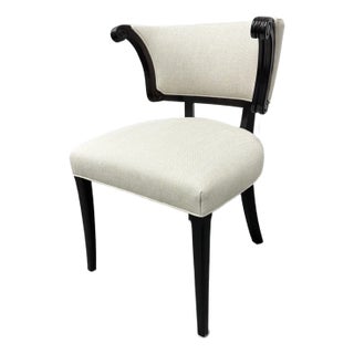 Custom Side Chair With Woven Wool Upholstery For Sale