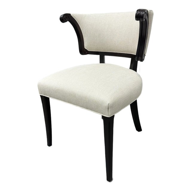 Custom Side Chair With Woven Wool Upholstery For Sale