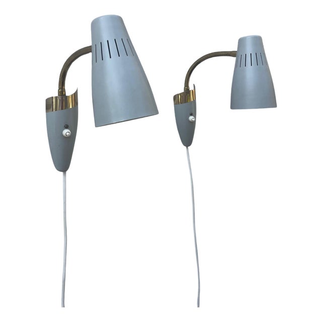 Model 8845 Wall Lamps attributed to Arvid Böhlmarks Lampfabrik, Sweden, 1950s, Set of 2 For Sale