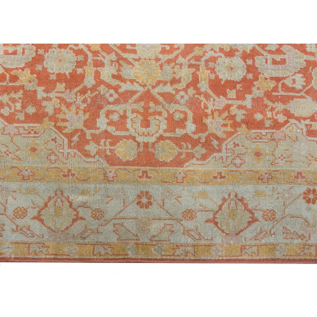 Burnt Orange 19th Century Turkish Oushak Rug For Sale - Image 8 of 14