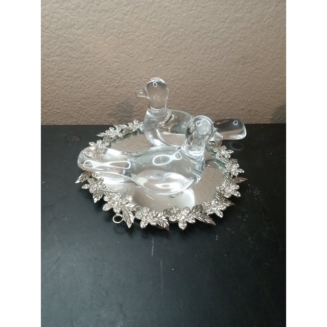 French Gorgeous Pair of Baccarat France Crystal Dove Figurines For Sale - Image 3 of 7