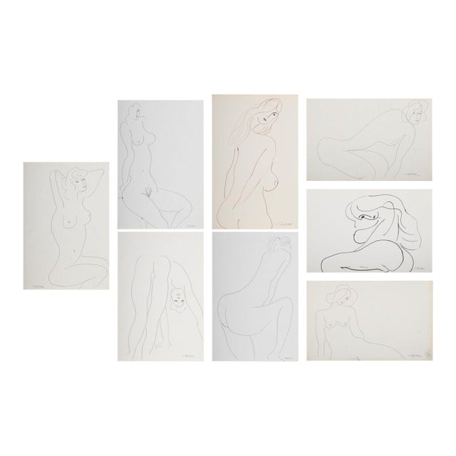 Norman Carton Nude Woman Ink on Paper, 8 For Sale