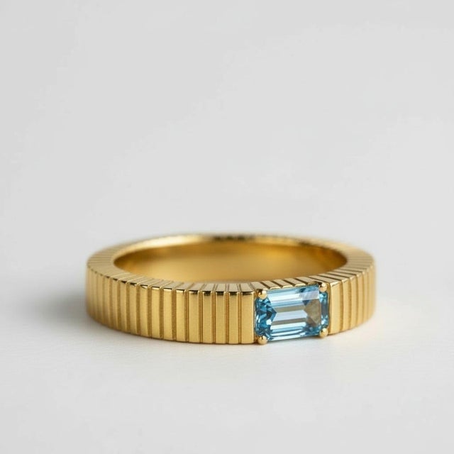 Topaz Solitaire Ring for Men Silver, Gold, Size 9 For Sale - Image 6 of 6