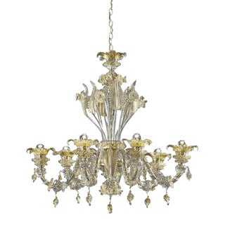 Venetian Cà Rezzonico Floral Gold Murano Style Glass Chandelier From Simoeng For Sale