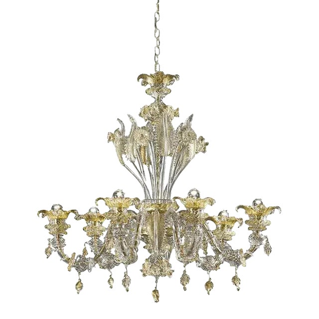 Venetian Cà Rezzonico Floral Gold Murano Style Glass Chandelier From Simoeng For Sale