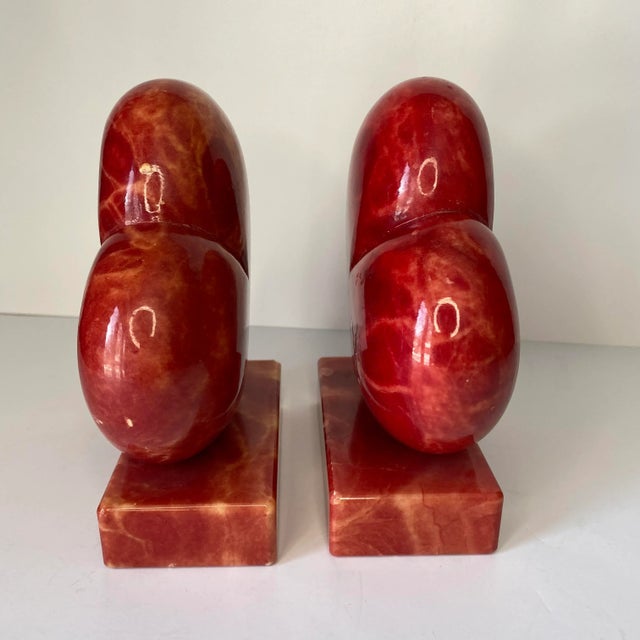 1950s Vintage 1950s Italian Alabaster Red Heart Bookends - a Pair For Sale - Image 5 of 10