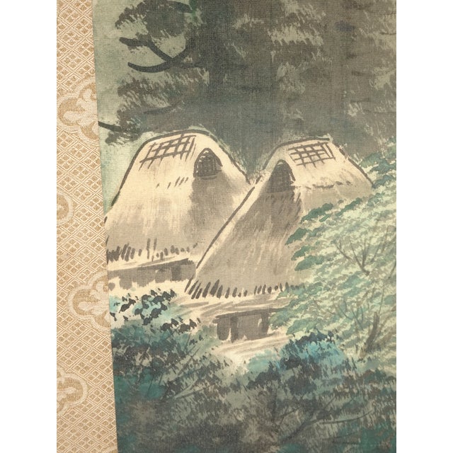 Tall Vintage Japanese Panel Screen Picture Forest Landscape and Signed For Sale - Image 12 of 18