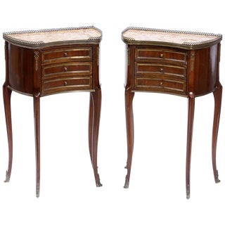 French Gilt Bronze Mounted Nightstands, 19th Century - a Pair For Sale