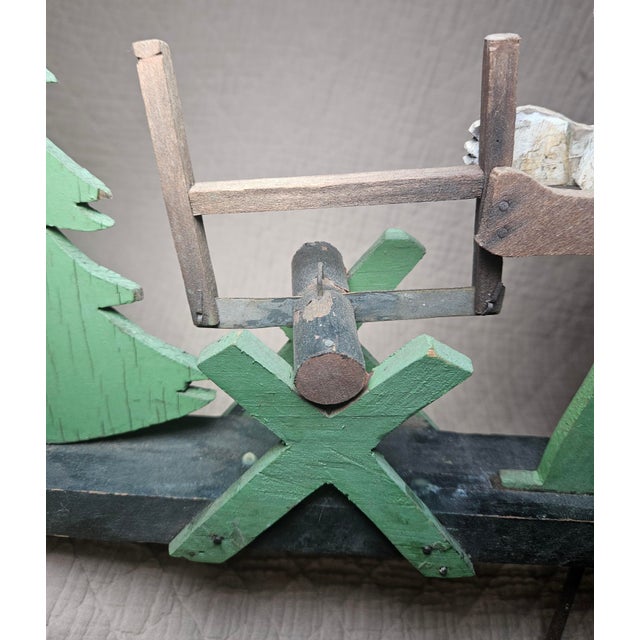 Wood Vintage 1950's American Folk Art Mechanical Lumberjack Whirligig For Sale - Image 7 of 18