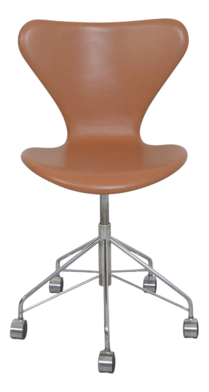 Model 3117 Desk Chair in Cognac Leather by Arne Jacobsen, 1980s