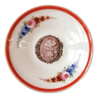 Little Relics No. 19 Original Mixed Media Assemblage Cameo on Vintage Porcelain Saucer by Dorothy Art For Sale