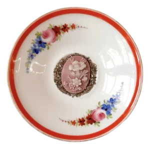 Little Relics No. 19 Original Mixed Media Assemblage Cameo on Vintage Porcelain Saucer by Dorothy Art