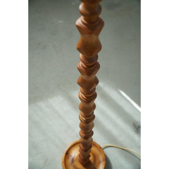 Scandinavian Modern Sculptural Turned Pine Floor Lamp, Denmark, 1970s For Sale - Image 10 of 14