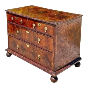 William and Mary Oyster Burl Walnut Chest of Drawers