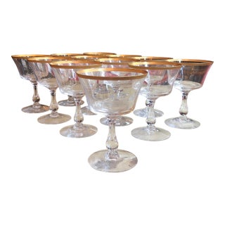 1960s Circa 1960 Gold Rim Stemware - Set of 12 For Sale