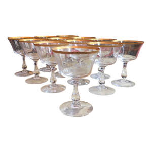 1960s Circa 1960 Gold Rim Stemware - Set of 12